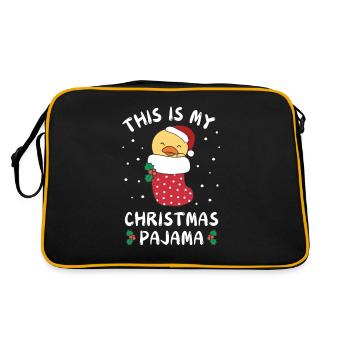 Das Ist Mein Weihnachtspyjama, Süßes Ente - Retro Tasche - Schwarz/Gold - Hinten