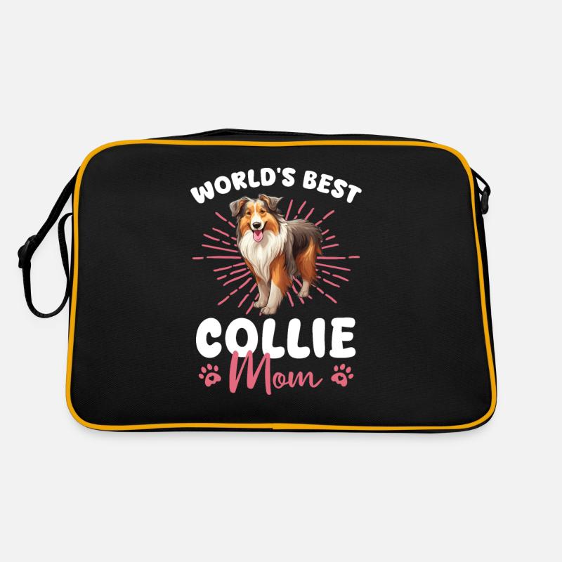 Long-haired Collie World's best Collie Mom Retro Bag