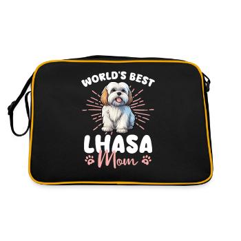 Lhasa Apso Groovy Lhasa Mom - Sac Retro - noir/or - Dos