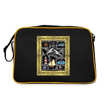 maritime sailor sailors - Retro Bag - black/gold - Back
