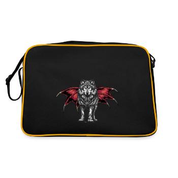 Halloween Wolf Wölfe Werwolf - Retro Tasche - Schwarz/Gold - Hinten