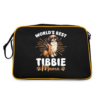 Tibet Spaniel Groovy Tibbie Mama - Retro Tasche - Schwarz/Gold - Hinten
