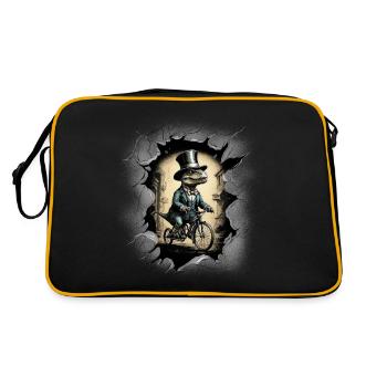 Krokodil Reptilien Reptil Krokodile - Retro Tasche - Schwarz/Gold - Hinten