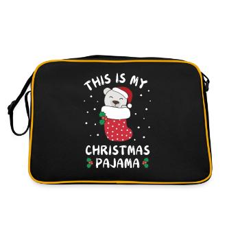 Das Ist Mein Weihnachtspyjama, Süßes Eisbär - Retro Tasche - Schwarz/Gold - Hinten