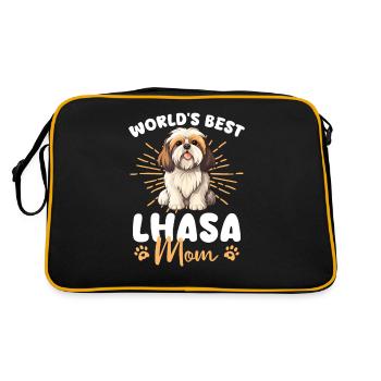 Lhasa Apso Groovy Lhasa Mom - Retro Tasche - Schwarz/Gold - Hinten