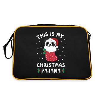Das Ist Mein Weihnachtspyjama, Süßes Panda - Retro Tasche - Schwarz/Gold - Hinten