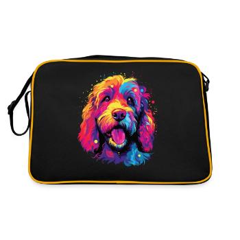 Aquarelle coloré Labradoodle - Sac Retro - noir/or - Dos