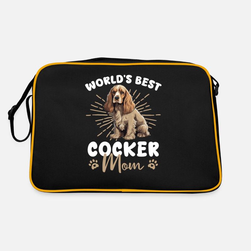 English Cocker Spaniel Groovy Cocker Mom - Retro Tasche - Schwarz/Gold