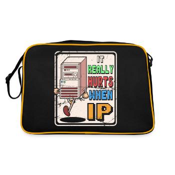 Lustiger Spruch "It Burns when i Pee"! - Sac Retro - noir/or - Dos