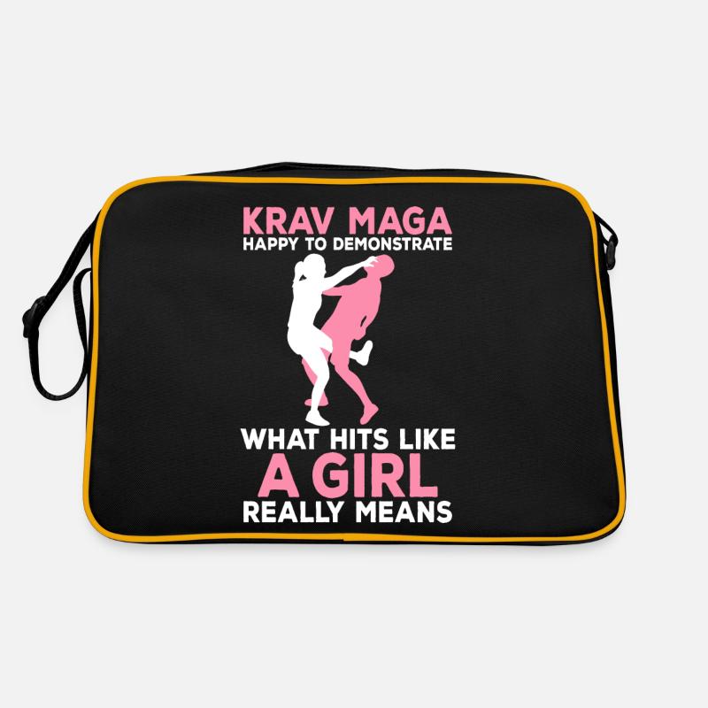 Krav Maga demonstrieren Hits wie ein Mädchen Krav Retro Tasche