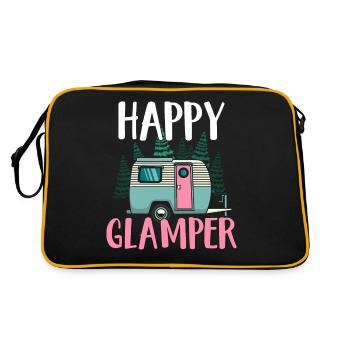 Rv Camping Camper Camping Frauen glücklich Glamper - Retro Tasche - Schwarz/Gold - Hinten