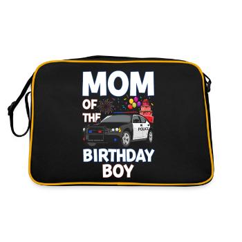 Mom Birthday Boy Policeman Law Enforcement - Retro Bag - black/gold - Back