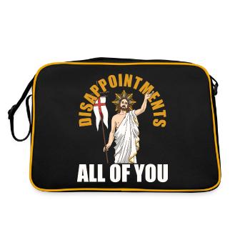 funny Jesus! "Enttäusche Euch Alle" Ironisch - Retro Tasche - Schwarz/Gold - Hinten