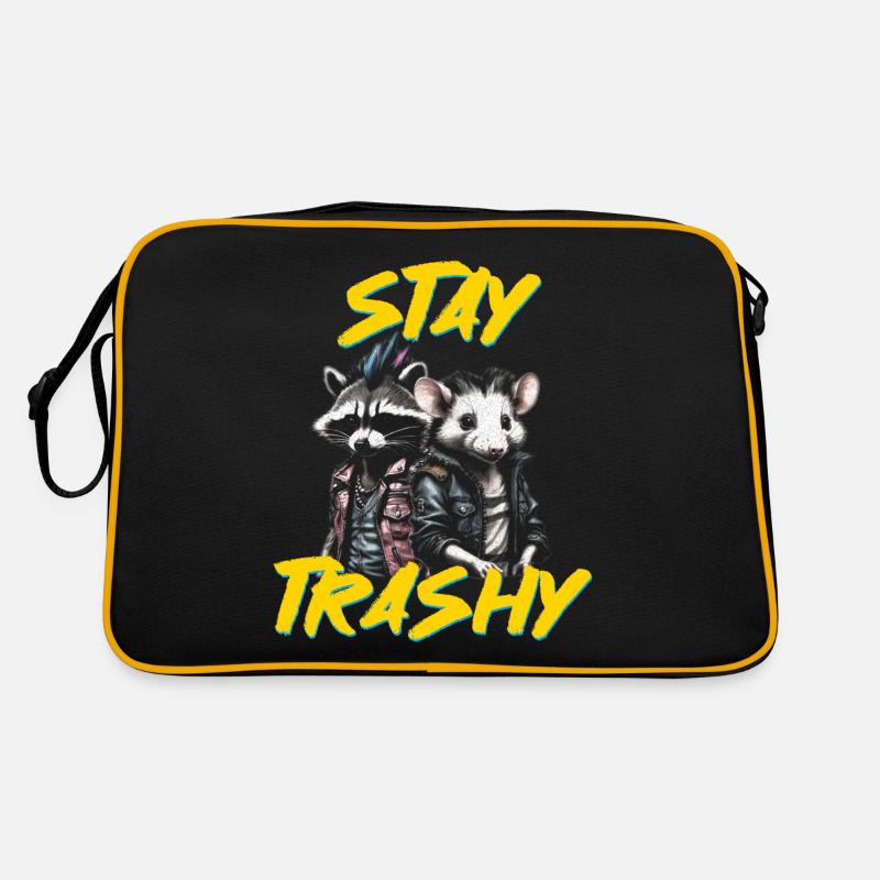 Bleib Trashig Lustiger Biker Opossum Sarkastischer Retro Tasche