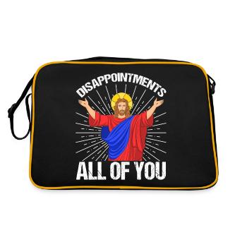 funny Jesus! "Enttäusche Euch Alle" Ironisch - Retro Tasche - Schwarz/Gold - Hinten
