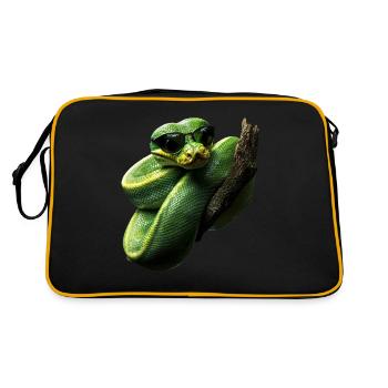 Green Tree Python Snakes Lover Terrarium - Retro Bag - black/gold - Back