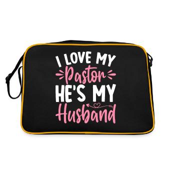 Pastor My Husband Christian Church Leader - Retro Bag - black/gold - Back