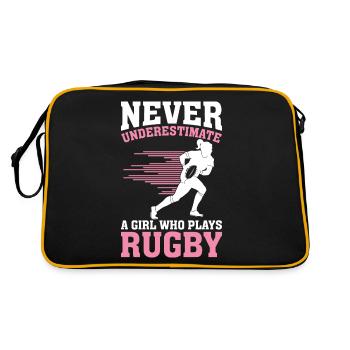 Never underestimate a girl who plays rugby - Retro Bag - black/gold - Back