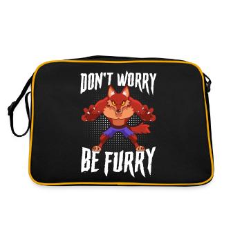 Furry Fandom Furries Fursona Don't Worry Be Furry - Retro Bag - black/gold - Back
