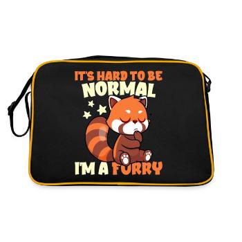 Furry Fandom Furries Fursona Hard To Be Normal - Retro Bag - black/gold - Back