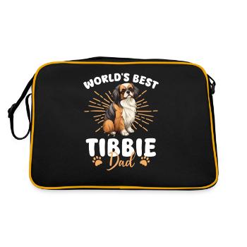 Tibet Spaniel Groovy Tibbie Dad - Retro Tasche - Schwarz/Gold - Hinten
