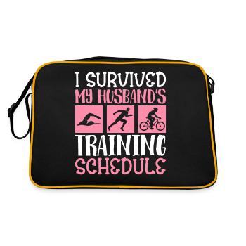 Triathleten Triathlon Survived Husband's Training - Retro Tasche - Schwarz/Gold - Hinten