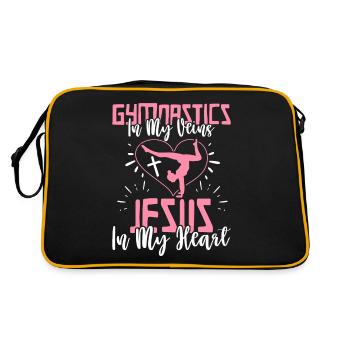 Gymnastique Veines Jésus Dans Mon Coeur Gymnaste Fille - Sac Retro - noir/or - Dos