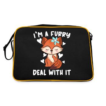 I'm A Furry Deal With It Furry Fandom Fursona - Retro Bag - black/gold - Back