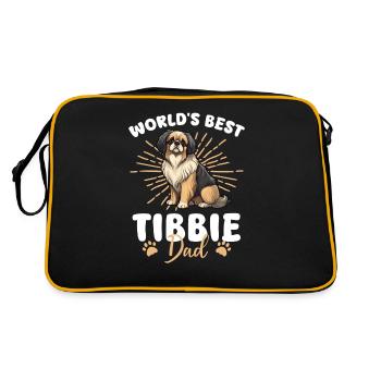 Tibet Spaniel Groovy Tibbie Dad - Retro Tasche - Schwarz/Gold - Hinten