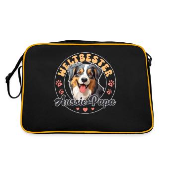 Australian Shepherd Blue Merle Groovy Aussie Dad - Retro Bag - black/gold - Back