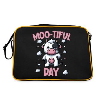 Vous êtes Moo-tiful, Mignon Amoureux des vaches drôle - Sac Retro - noir/or - Dos