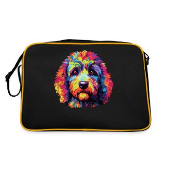 Aquarelle coloré Labradoodle - Sac Retro - noir/or - Dos