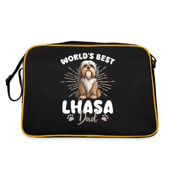 Lhasa Apso Groovy Lhasa Dad - Retro Tasche - Schwarz/Gold - Hinten