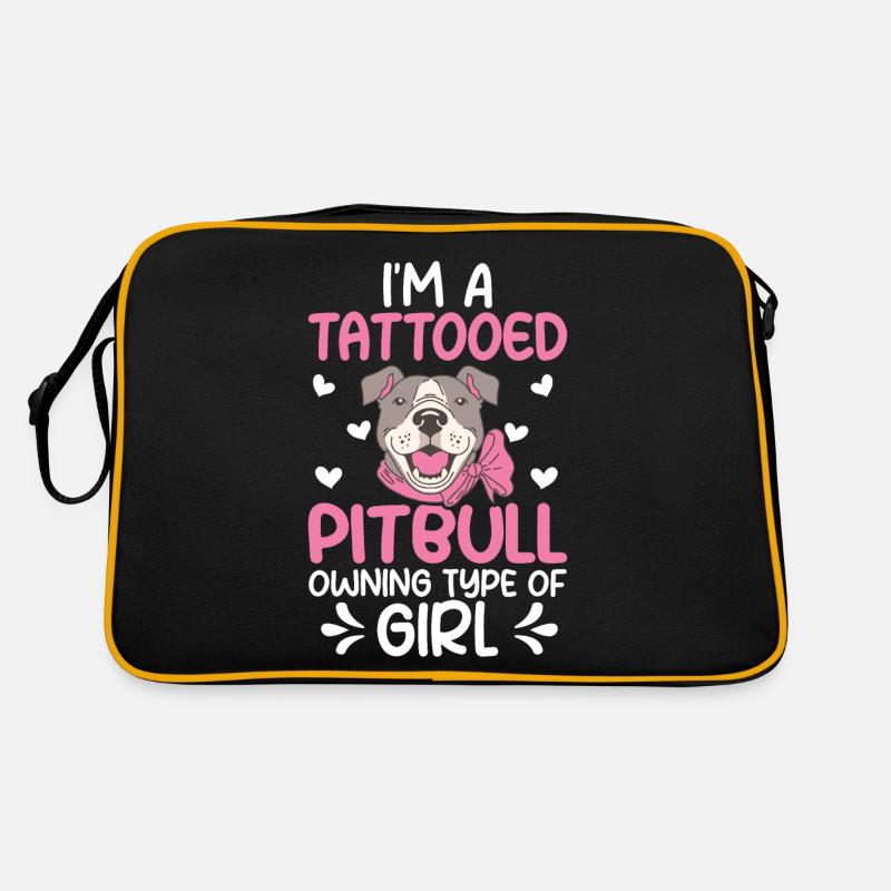 Tätowierter Pitbull Mädchen Tätowierter Pitbull Retro Tasche
