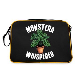 Monstera Whisperer – Amoureux des plantes Monstera - Sac Retro - noir/or - Dos