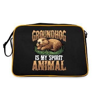 Groundhog Is My Power Animal Funny Groundhog - Retro Bag - black/gold - Back
