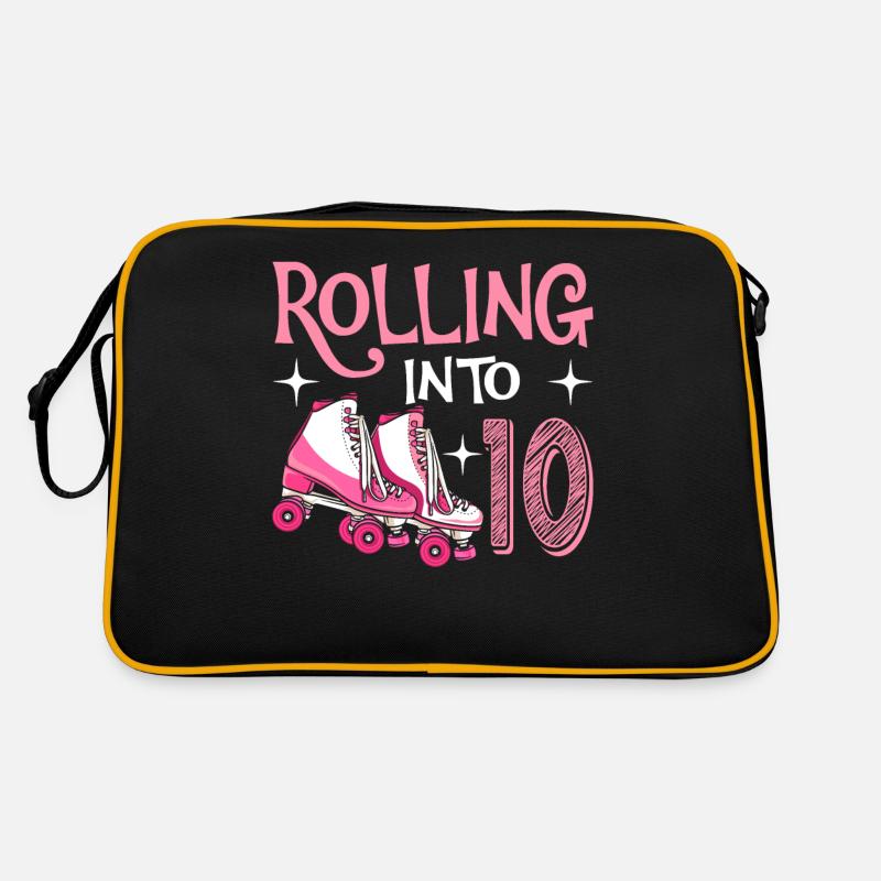 Rolling Into 10 10 Year Old Birthday Scooter - Retro Bag - black/gold