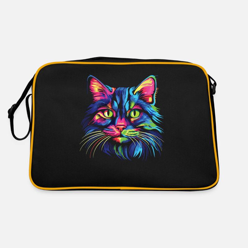 Katze Wasserfarben bunte Katzen Retro Tasche