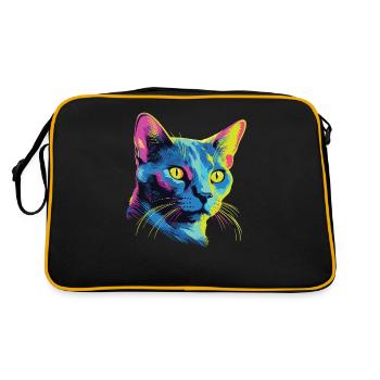 Chat Aquarelle Coloré Bleu Russe - Sac Retro - noir/or - Dos