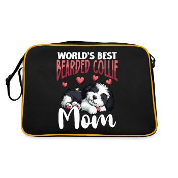 Bearded Collie Dog Beardie Mom - Retro Bag - black/gold - Back
