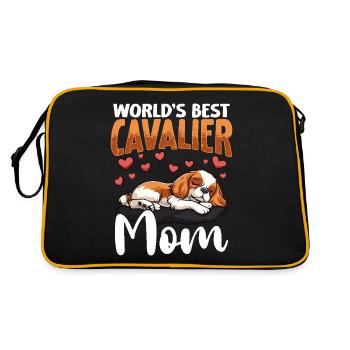 Cavalier King Charles Spaniel Dog Cavalier Mom - Retro Tasche - Schwarz/Gold - Hinten