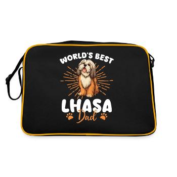 Lhasa Apso Groovy Lhasa Dad - Retro Tasche - Schwarz/Gold - Hinten