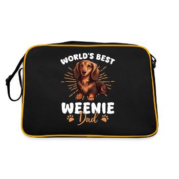 Dackel Dog Weenie dad - Retro Tasche - Schwarz/Gold - Hinten