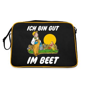 Ich bin gut im Beet Gärtner Wortspiel Gartenfreund - Retro Tasche - Schwarz/Gold - Hinten