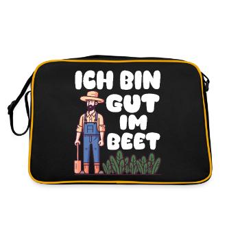 Ich bin gut im Beet Gärtner Wortspiel Gartenfreund - Retro Tasche - Schwarz/Gold - Hinten