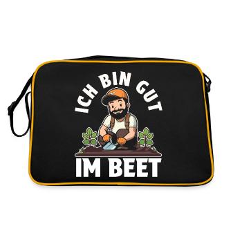 Ich bin gut im Beet Gärtner Wortspiel Gartenfreund - Retro Tasche - Schwarz/Gold - Hinten