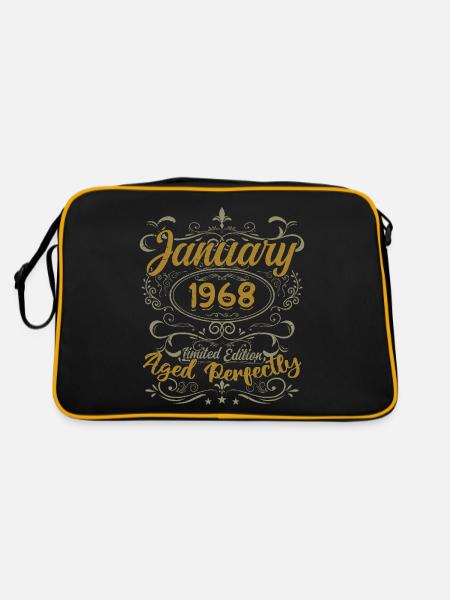 Janvier Cadeau D'anniversaire Nées En Janvier 1968 - Sac Retro - noir/or - Dos