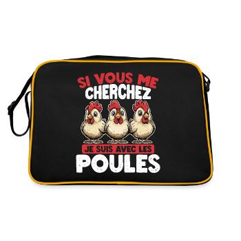 Si vous me cherchez, je suis avec les poules - Sac Retro - noir/or - Dos