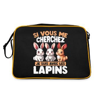 Si vous me cherchez, je suis avec les lapins - Sac Retro - noir/or - Dos