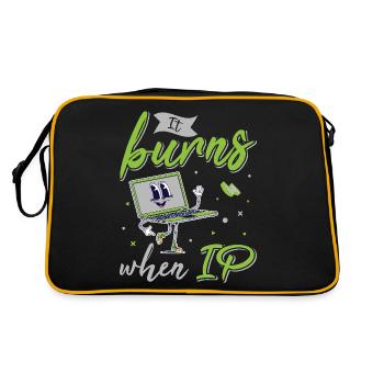 Funny saying "It Burns when I Pee"! - Retro Bag - black/gold - Back